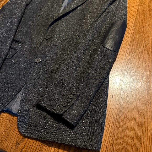 Calvin‎ Klein suit jacket professor elbow patches wool silk polyester size 40L - Picture 2 of 9